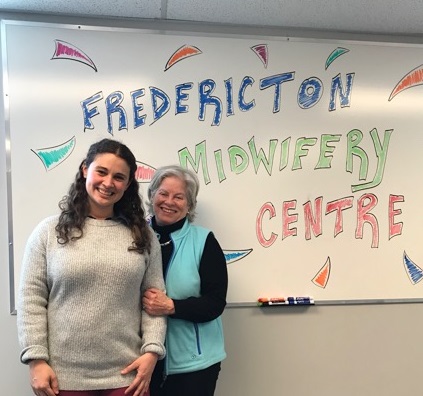 UBC Midwifery Professor Emerita, Elaine Carty, visits graduate Kate LeBlanc in Fredericton where she practices at the newly opened midwifery centre